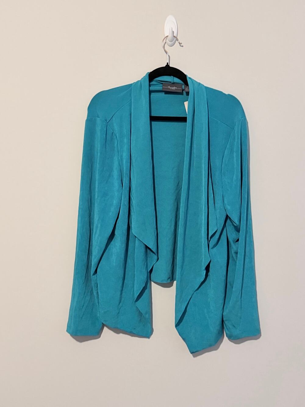 Chico’s Travelers Essentials Easy Drape Jacket Cardigan Cozumel Blue 3 XL NWT